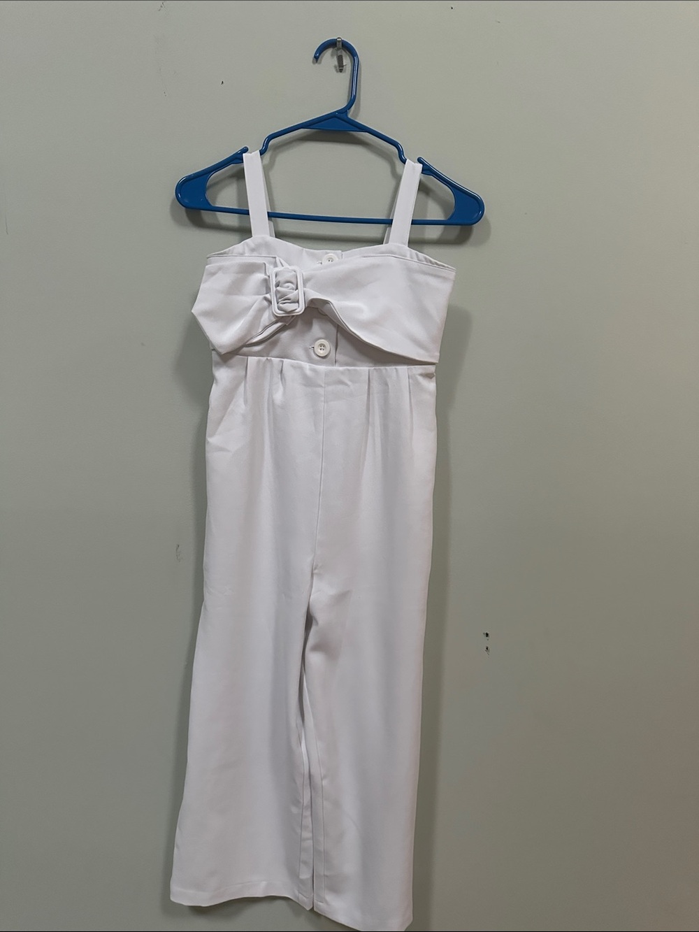 Habitual White Buckle-Front Girls' Jumpsuit